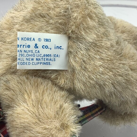 Vtg 1983 Wallace Berrie Old Time Teddy Bear Plush Plaid Ribbon 5.5” Korea - Picture 6 of 8